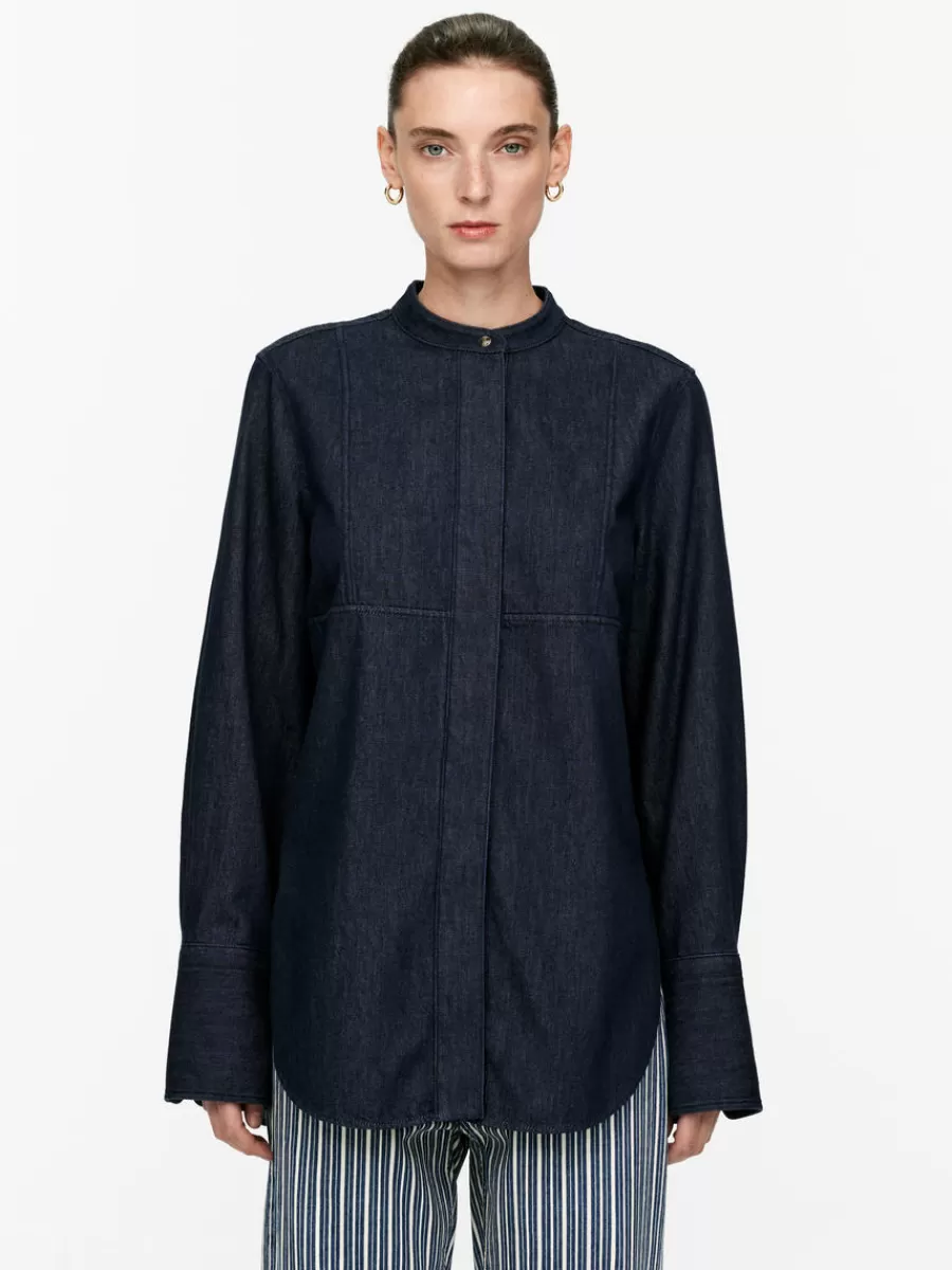 Shop ARKET Denim Shirt Dark Blue