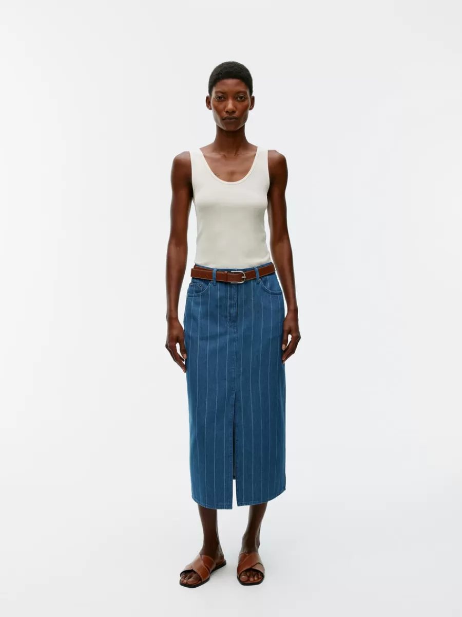 Online ARKET Denim Skirt Blue/White