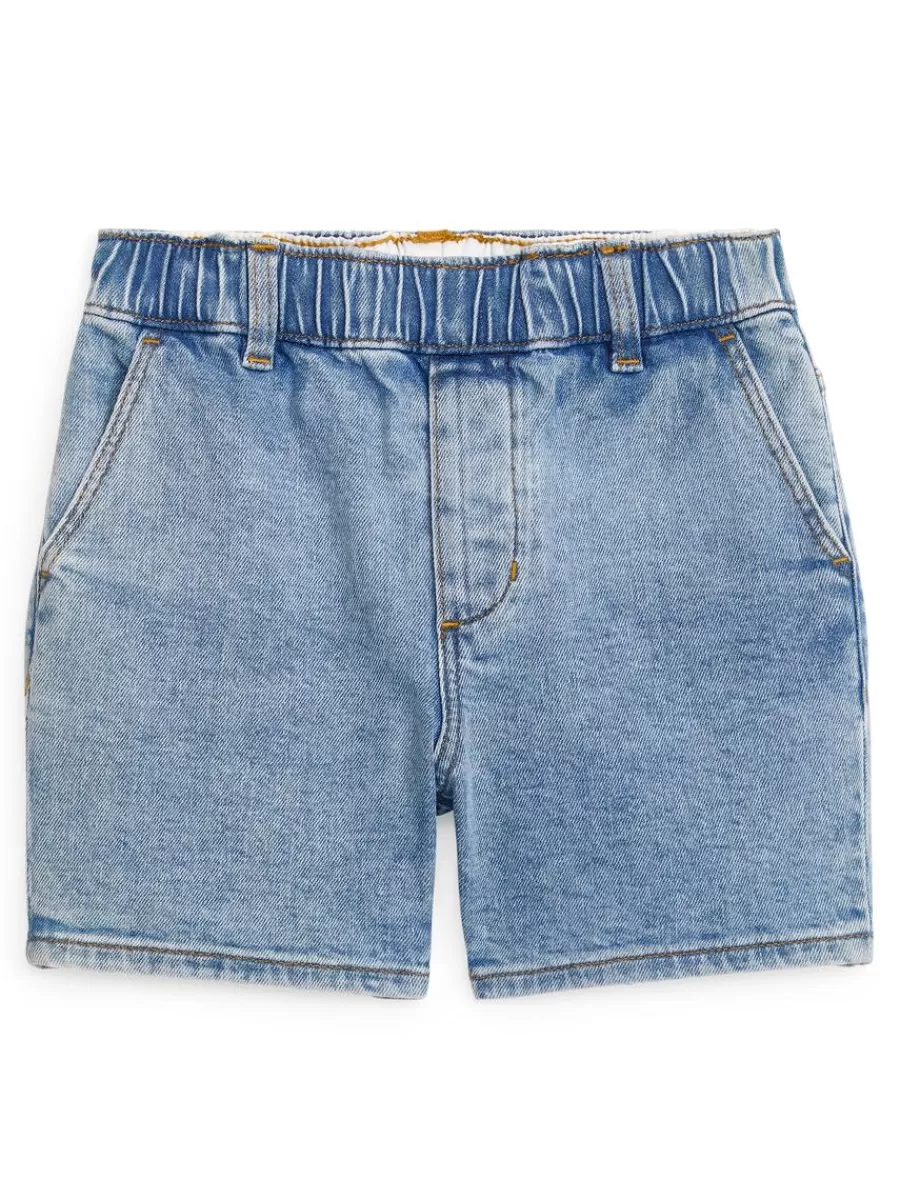 Online ARKET Denim Stretch Shorts Light Blue