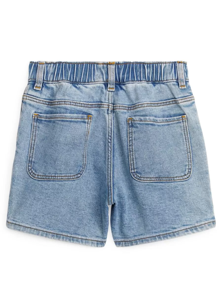 Online ARKET Denim Stretch Shorts Light Blue