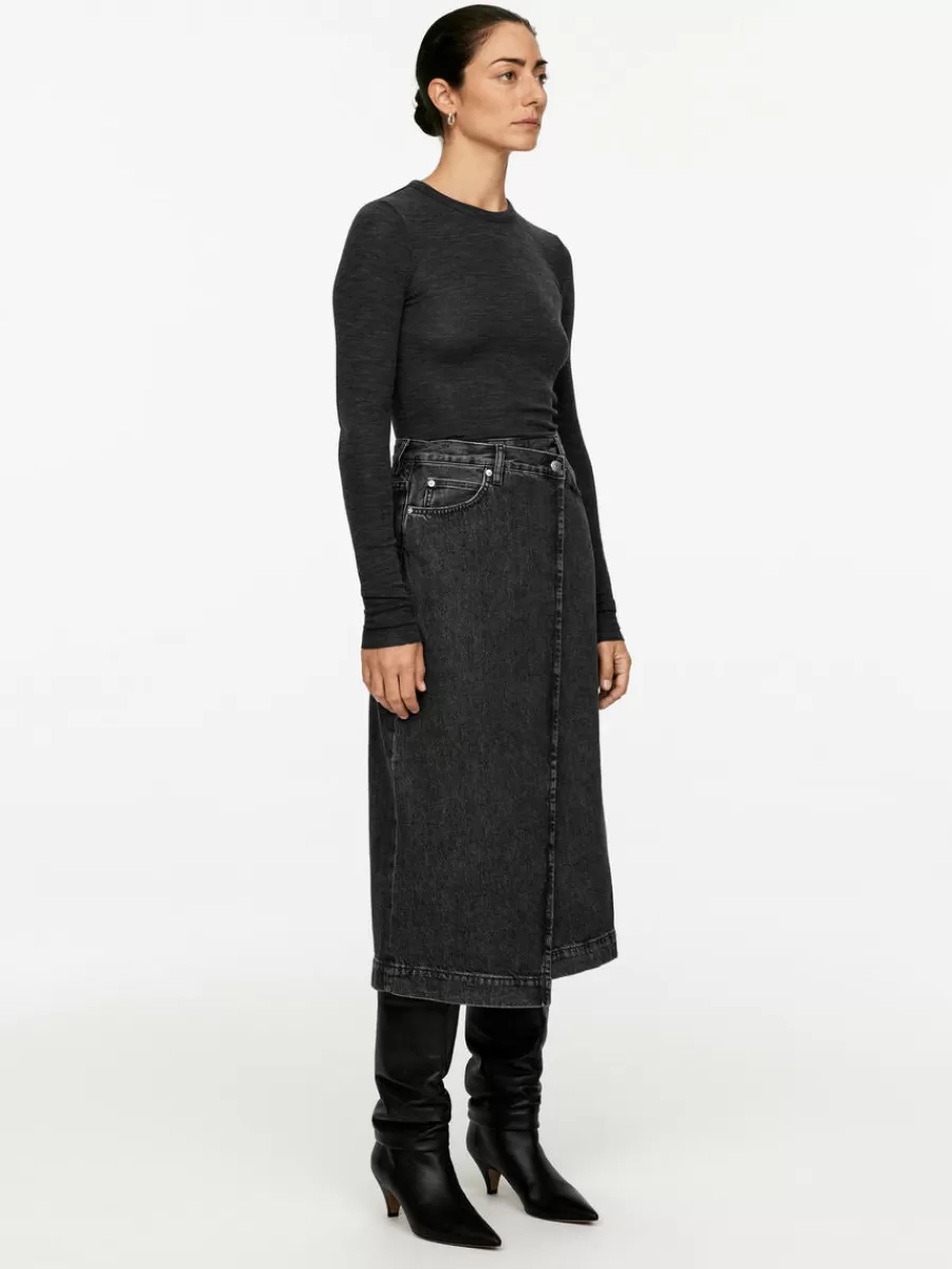 Flash Sale ARKET Denim Wrap Skirt Grey
