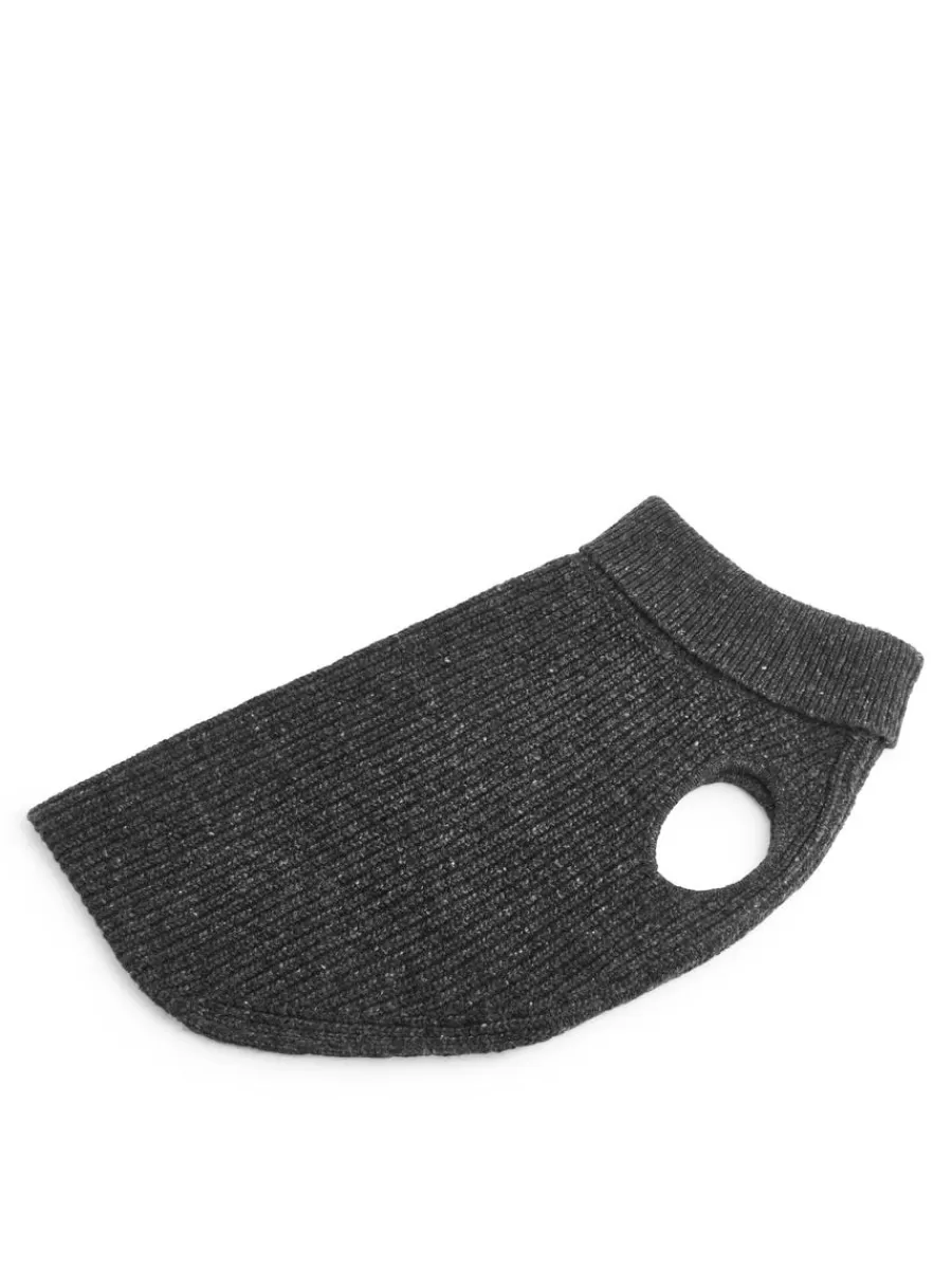 Shop ARKET Dog Knitted Jumper Dark Grey Melange