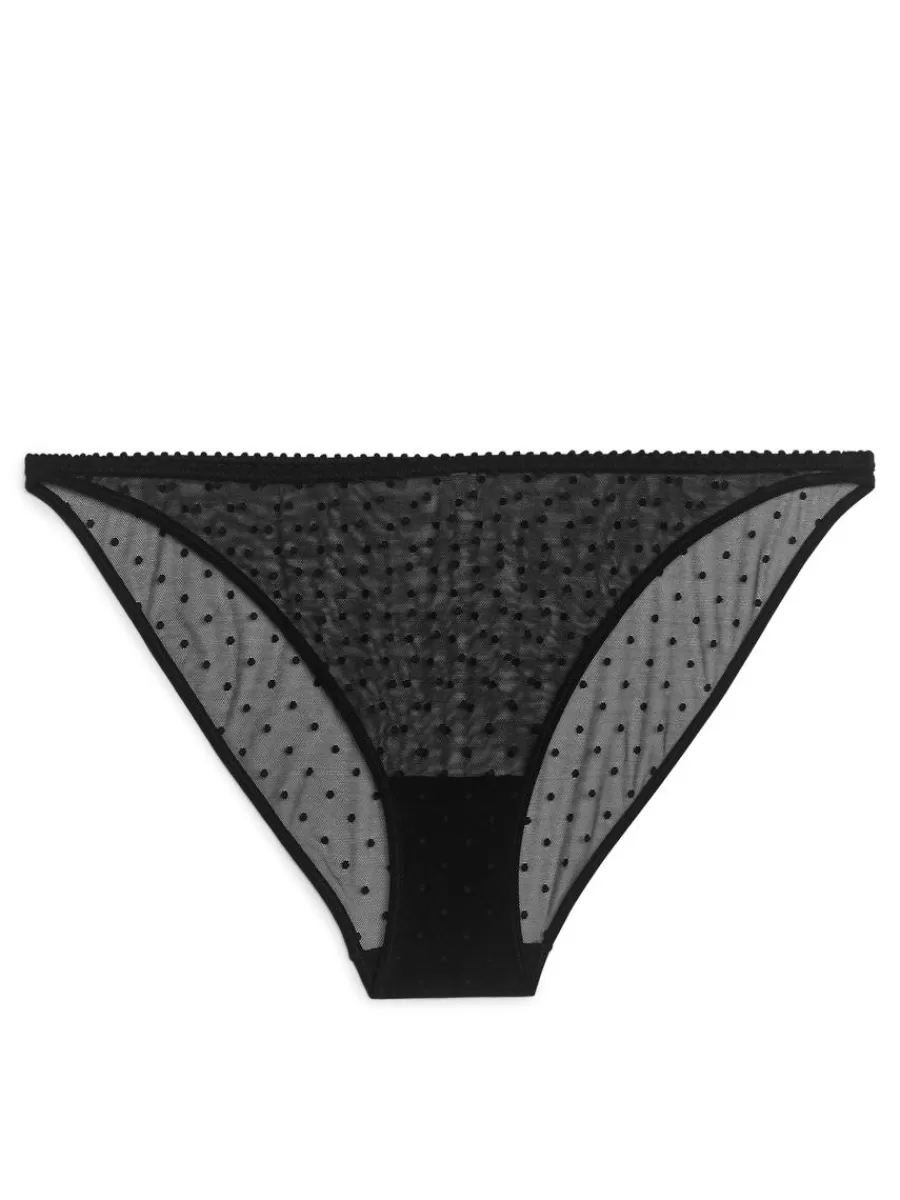Discount ARKET Dot Mesh Tanga Black