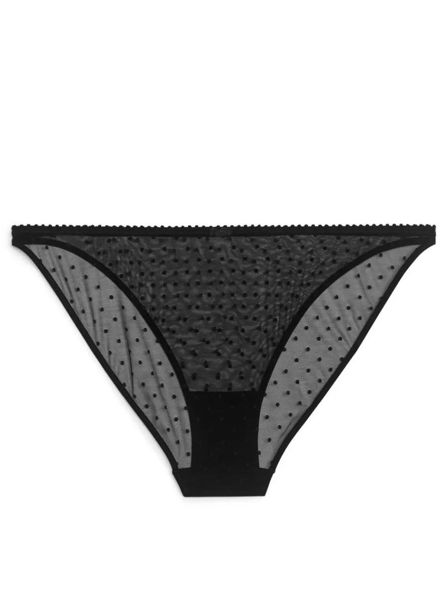 Discount ARKET Dot Mesh Tanga Black
