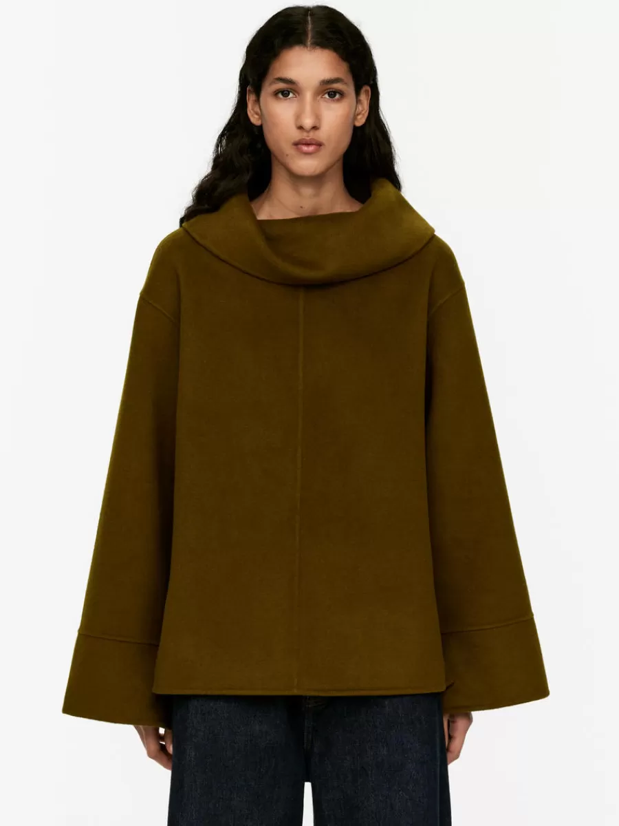 Cheap ARKET Doublé Wool-Blend Top Olive green