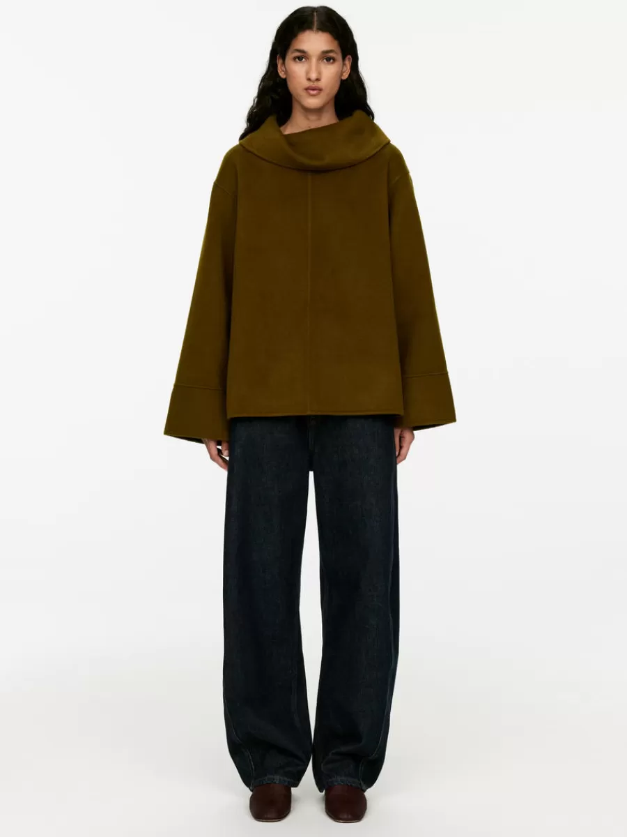 Cheap ARKET Doublé Wool-Blend Top Olive green
