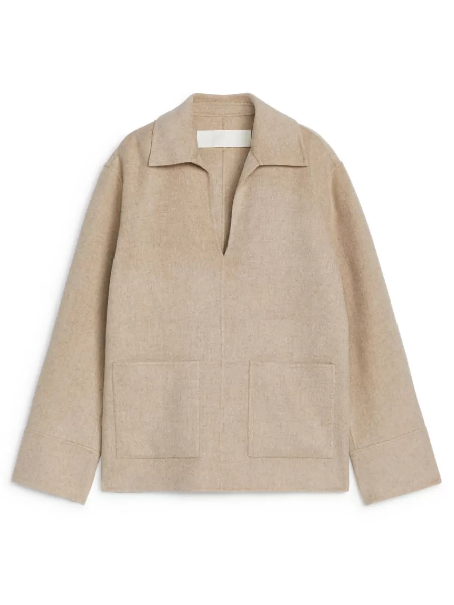 Flash Sale ARKET Double-Face Popover Shirt Beige