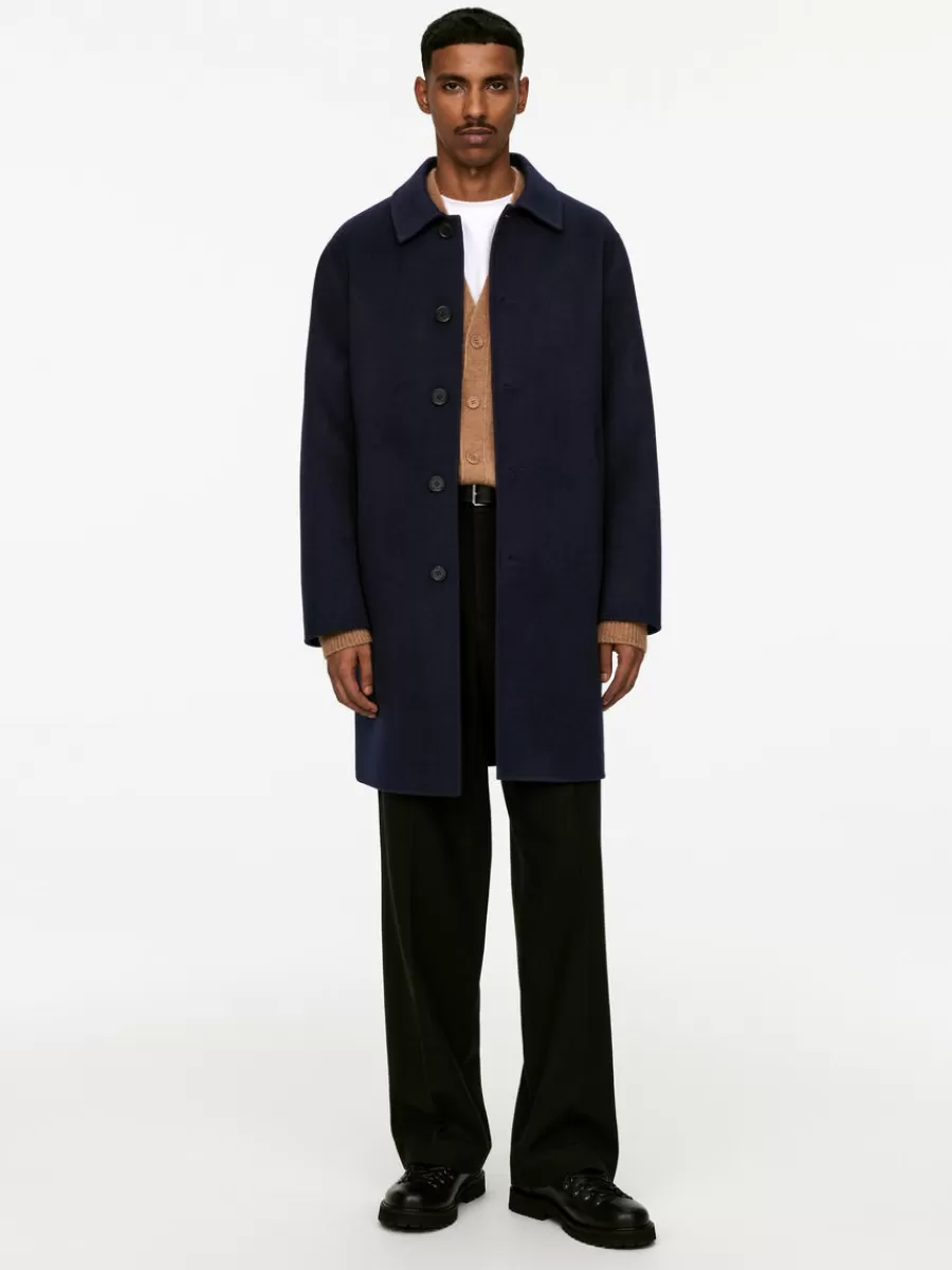 Sale ARKET Double-Face Wool Blend Coat Dark Blue