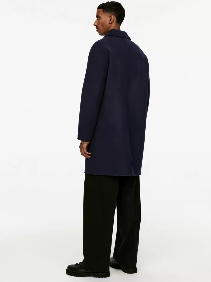 Sale ARKET Double-Face Wool Blend Coat Dark Blue