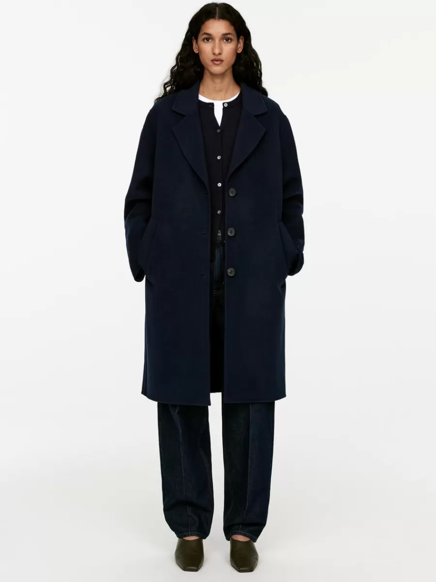 Clearance ARKET Double-Face Wool Coat Dark Blue