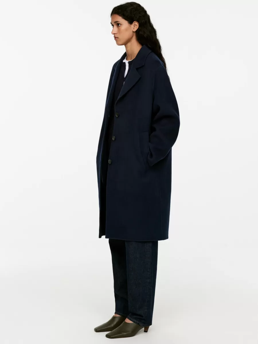 Clearance ARKET Double-Face Wool Coat Dark Blue