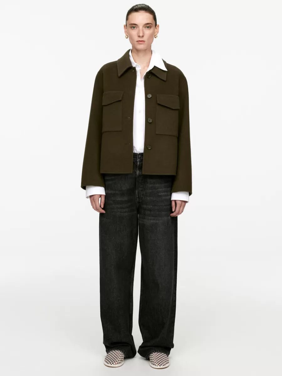 Store ARKET Double-Face Wool Overshirt Khaki Green