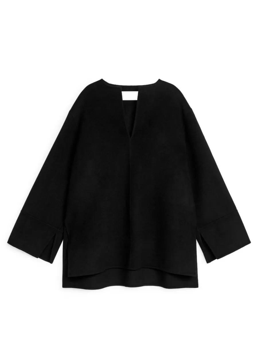 Shop ARKET Double-Face Wool Overshirt Black