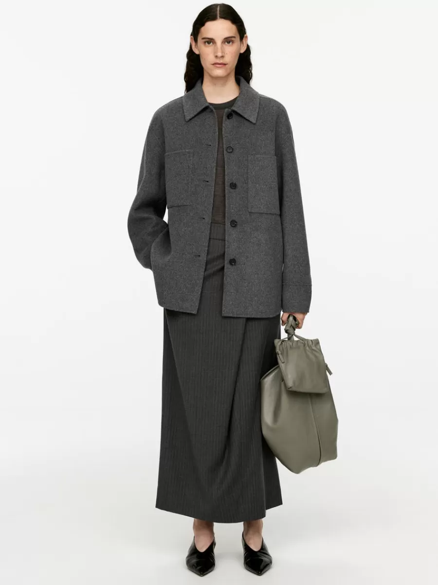 Fashion ARKET Double-Face Wool-Blend Shirt Dark Grey