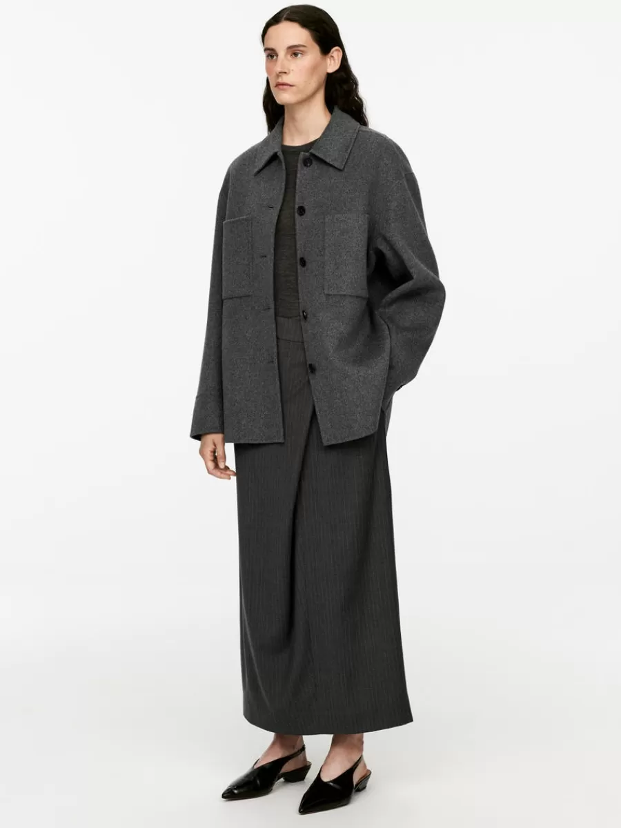 Fashion ARKET Double-Face Wool-Blend Shirt Dark Grey