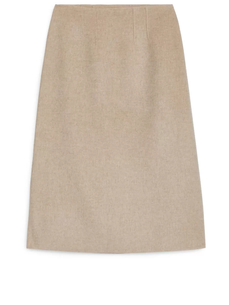 Cheap ARKET Double-Face Wool-Lyocell Skirt Beige