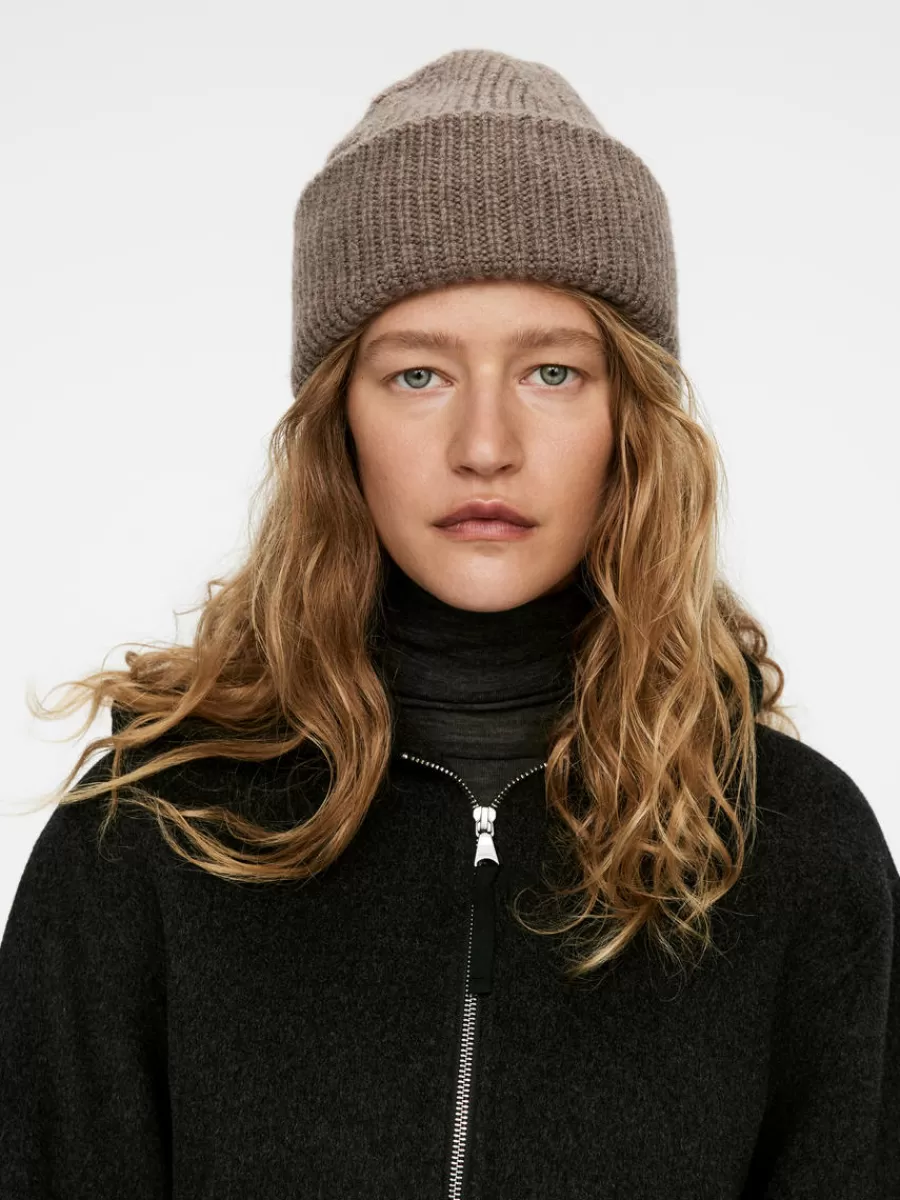 Best ARKET Double-Fold Wool Beanie Mole Melange