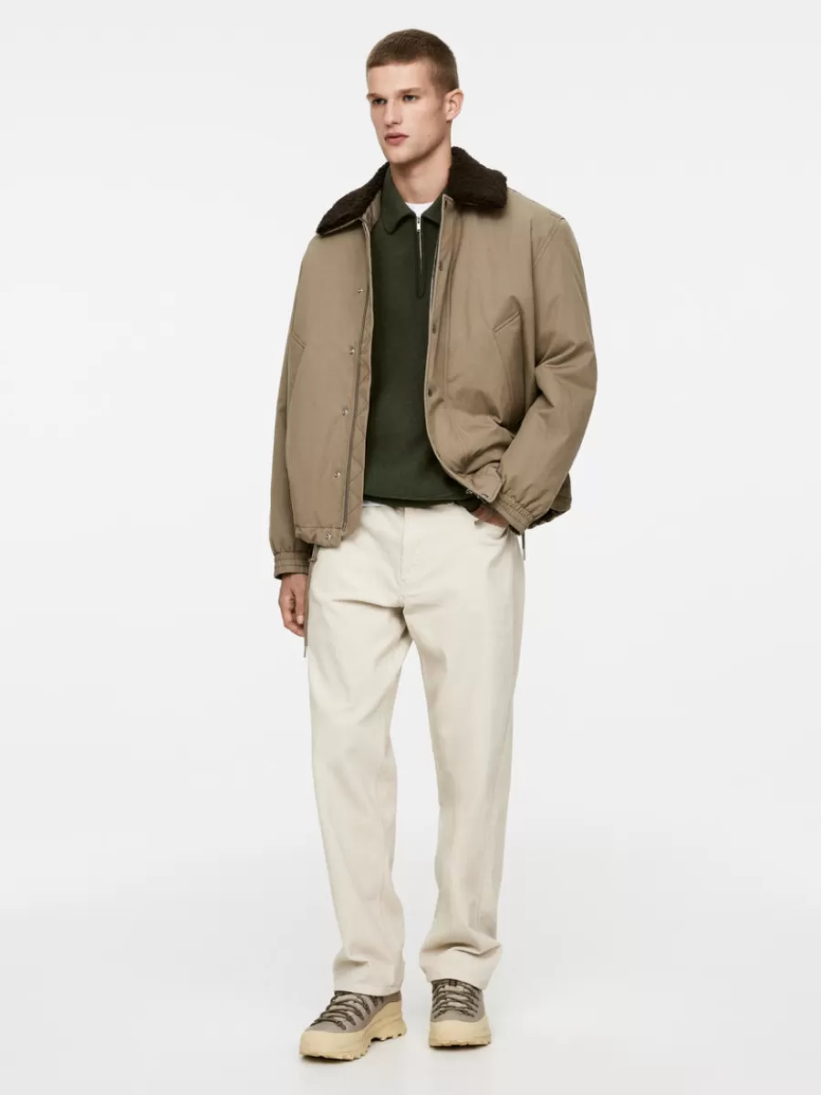 Hot ARKET Double-Knit Half-Zip Jumper Khaki Green