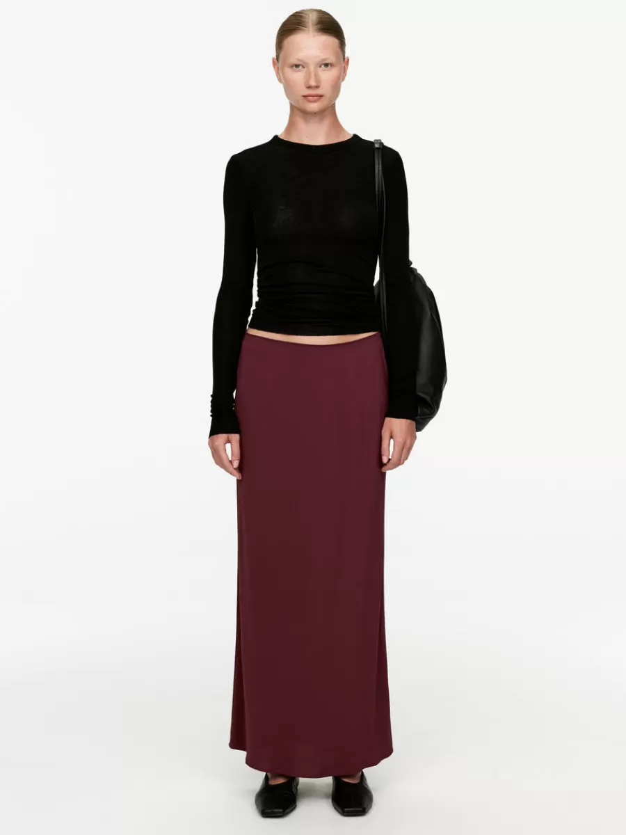 Hot ARKET Drape Maxi Skirt Burgundy