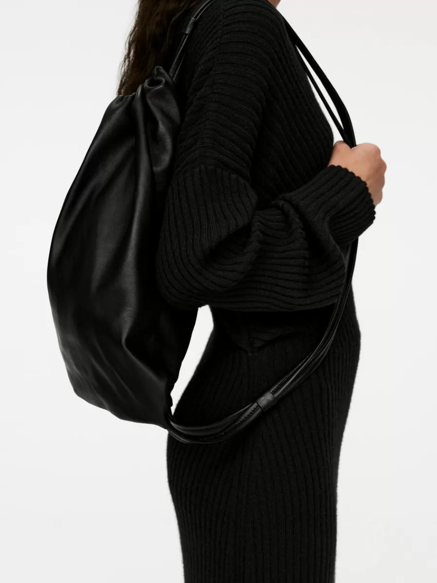 Fashion ARKET Draped Wool Dress Black