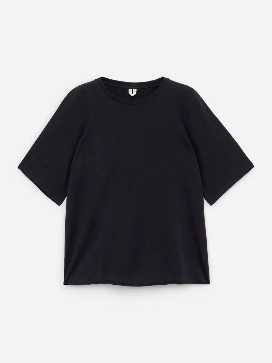 Shop ARKET Drapy Cotton T-Shirt Dark Blue