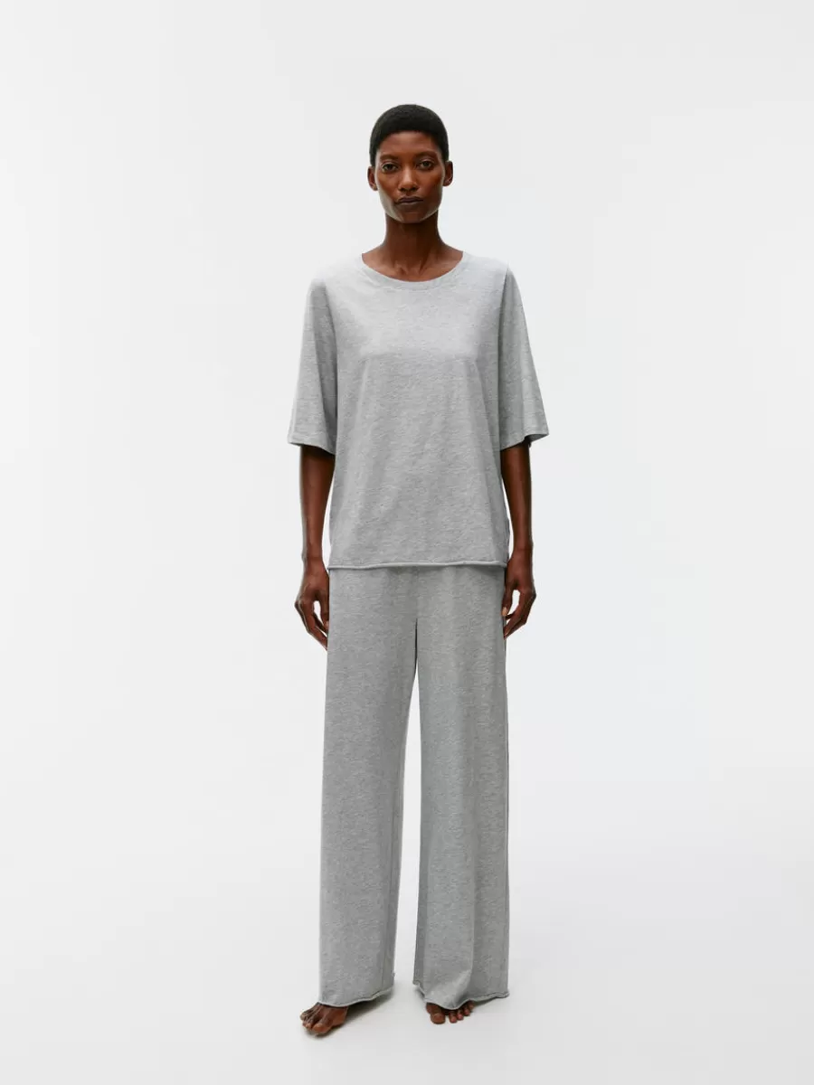 Cheap ARKET Drapy Cotton T-Shirt Grey Melange