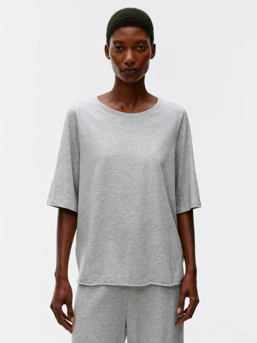 Cheap ARKET Drapy Cotton T-Shirt Grey Melange