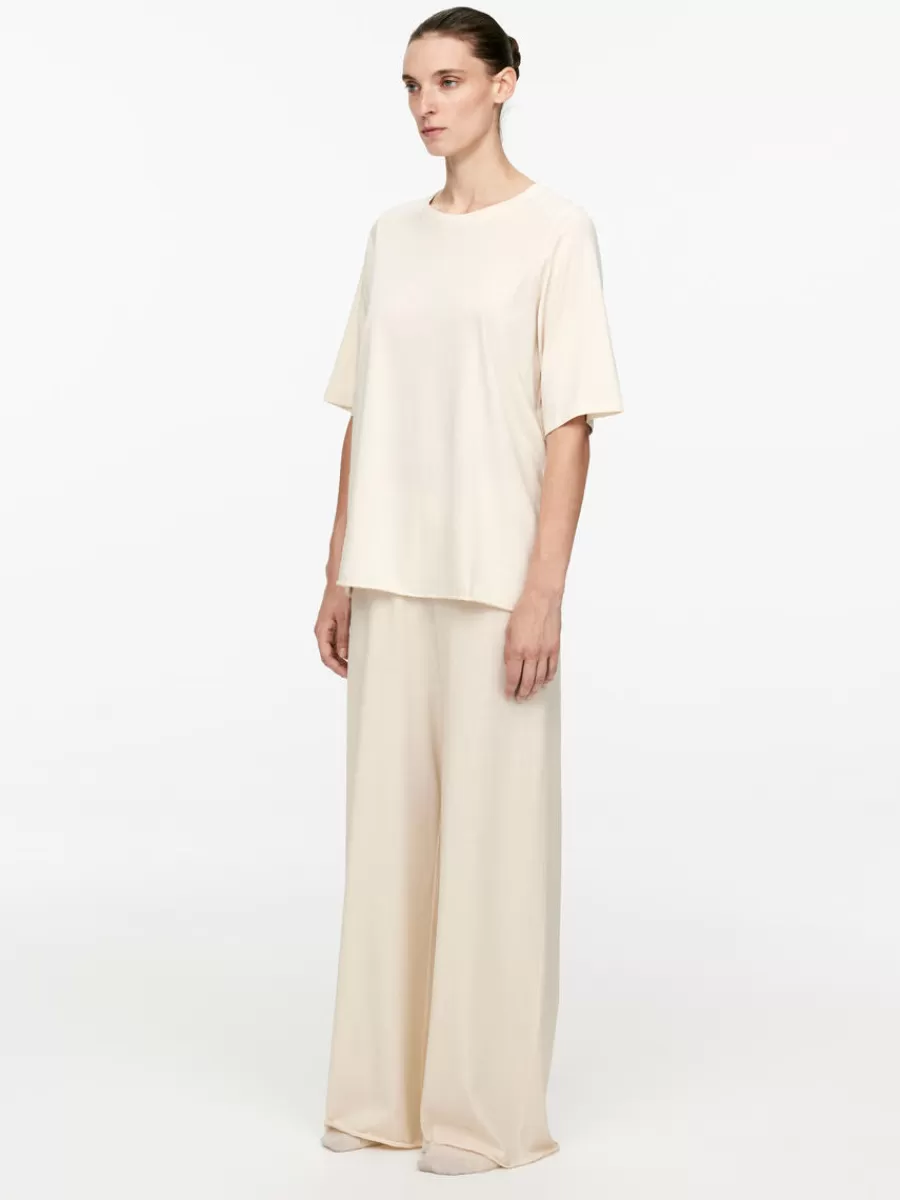 Store ARKET Drapy Cotton T-Shirt Off White