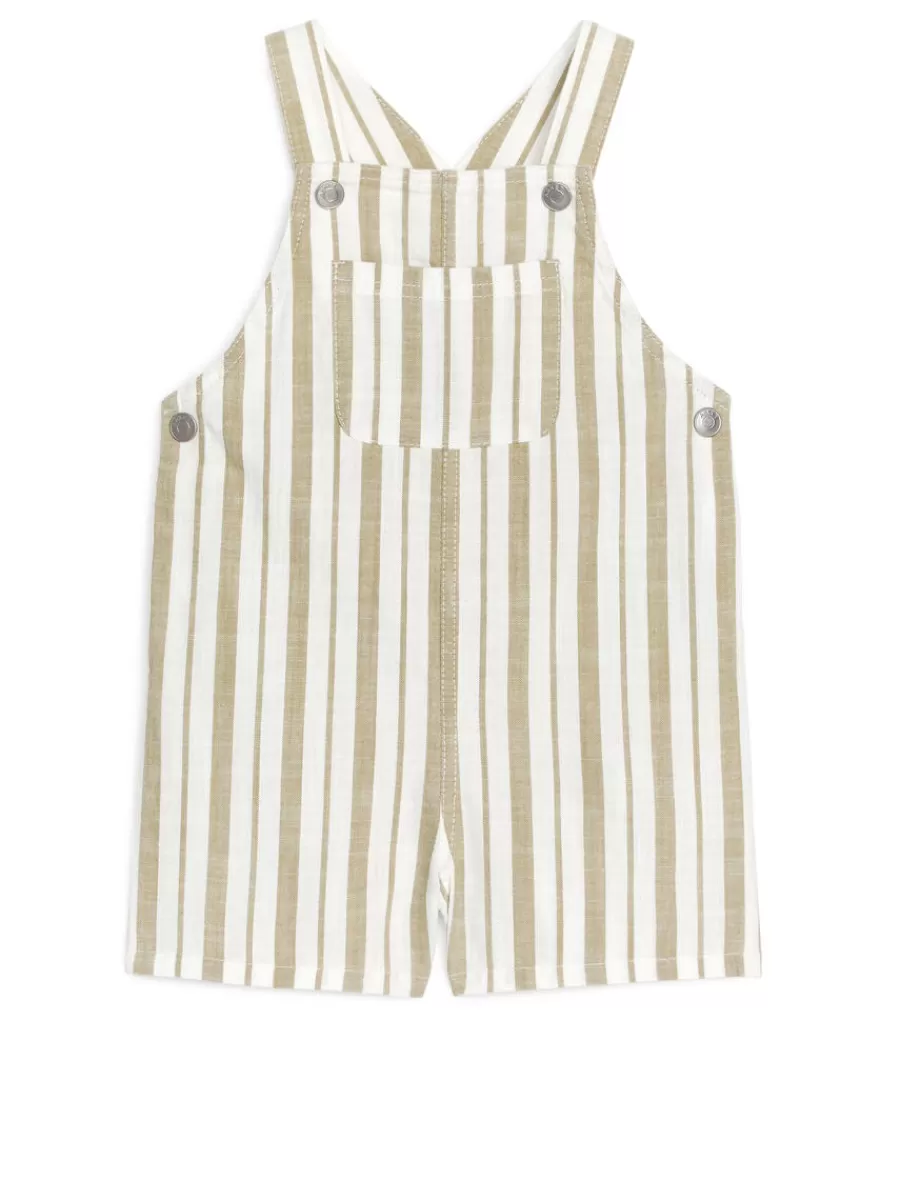 Shop ARKET Dungaree Shorts White/Beige