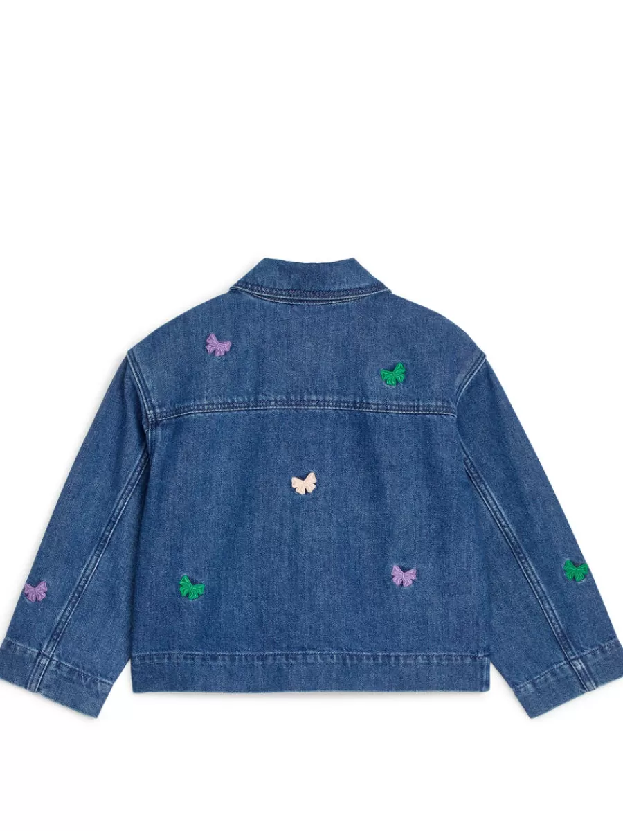 Shop ARKET Embroidered Denim Jacket Blue
