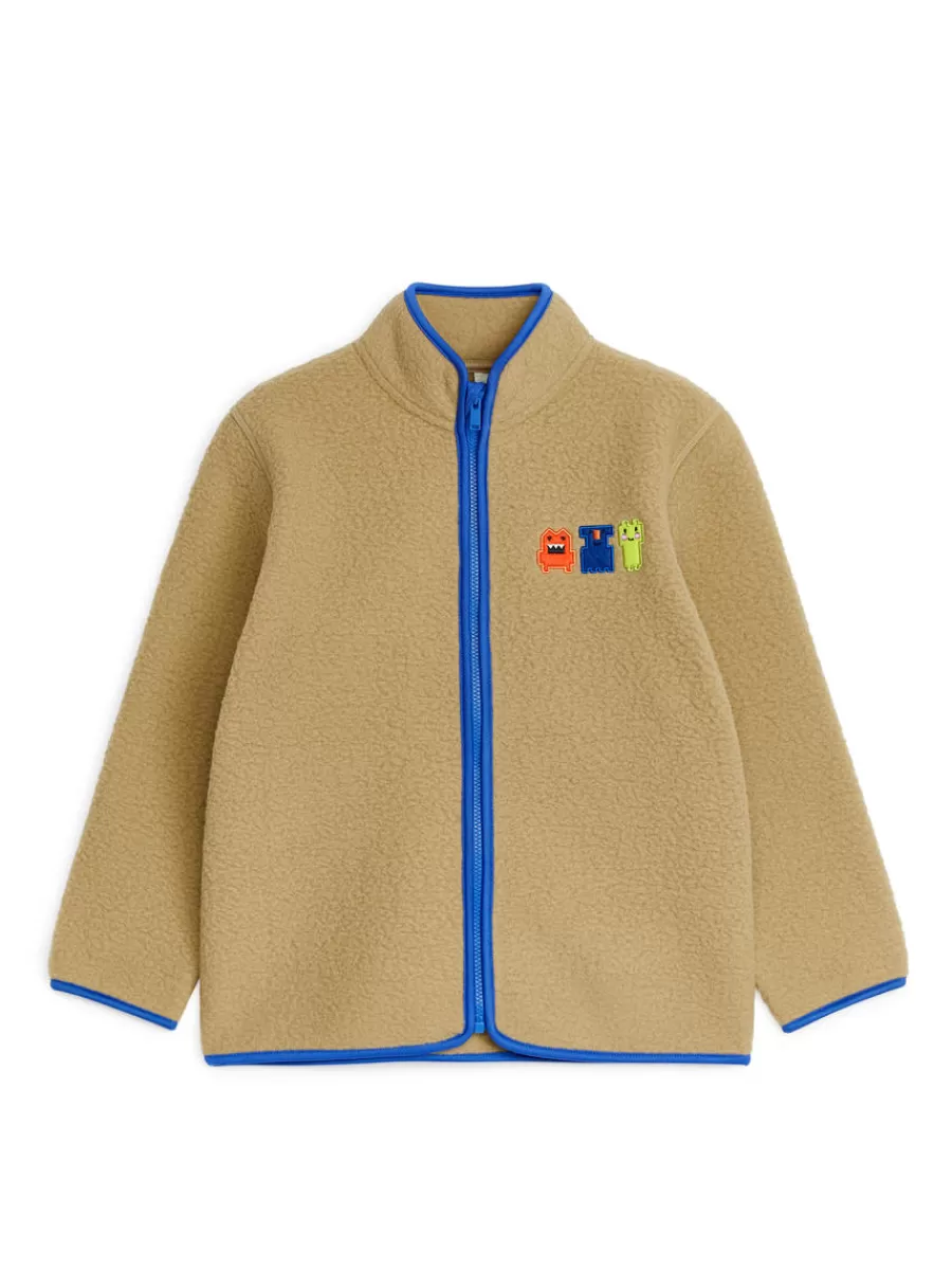 Cheap ARKET Embroidered Fleece Jacket Beige