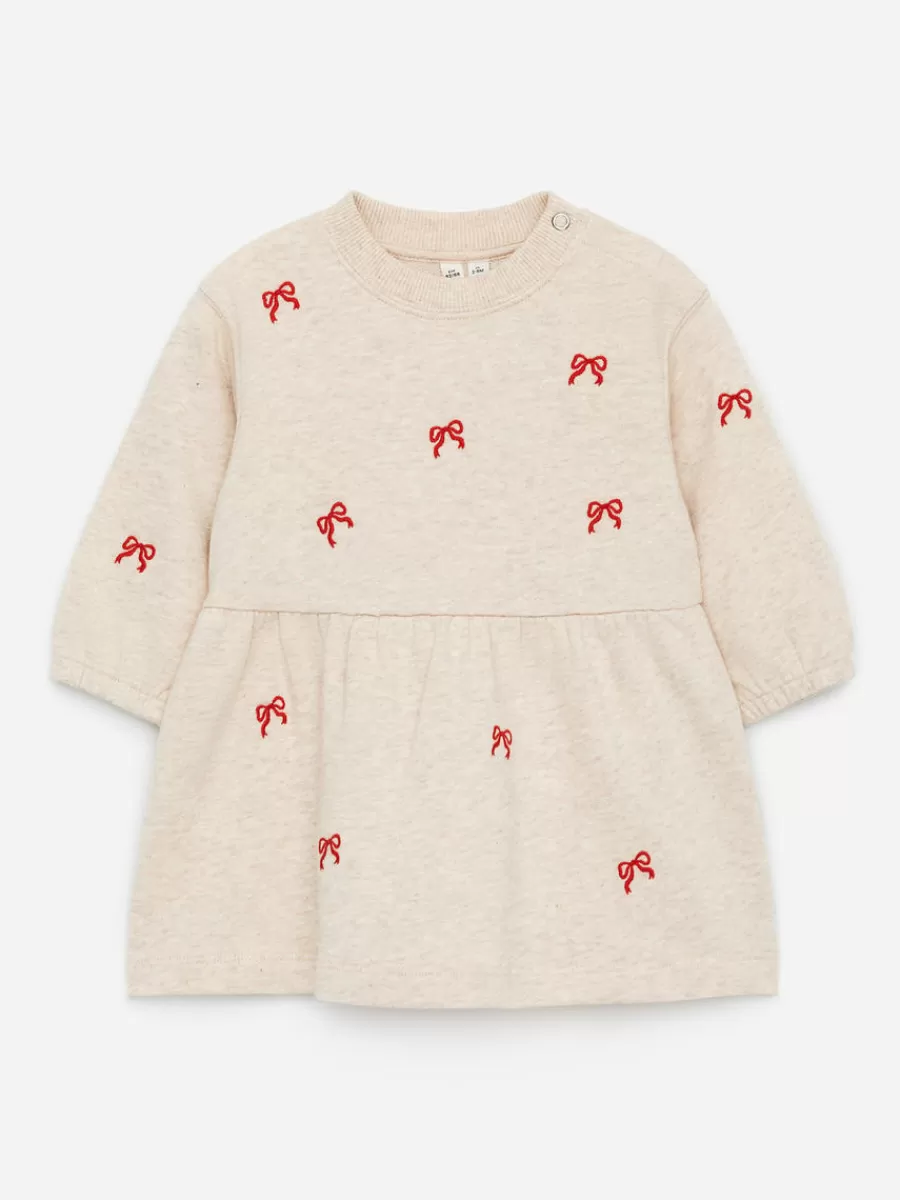 Flash Sale ARKET Embroidered Jersey Dress Beige/Red Bows