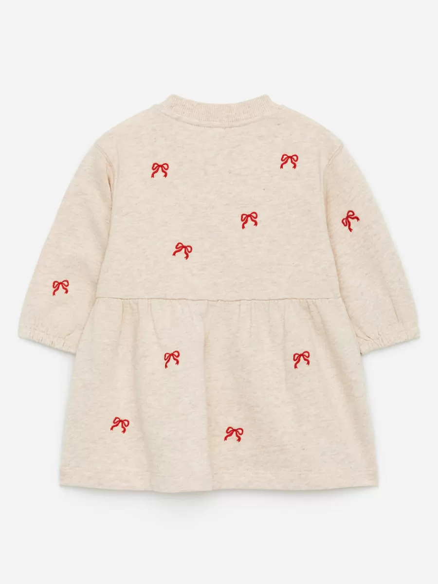 Flash Sale ARKET Embroidered Jersey Dress Beige/Red Bows