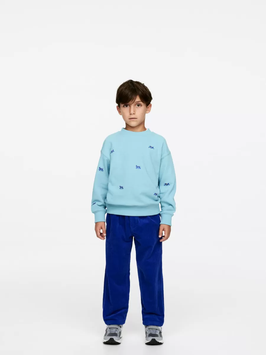 Shop ARKET Embroidered Sweatshirt Dusty Turquoise/Lynx