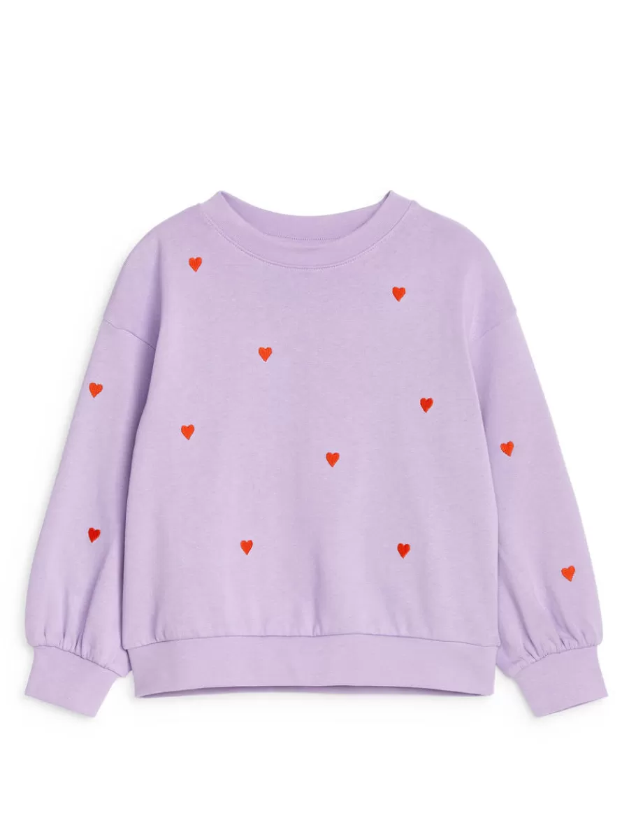Flash Sale ARKET Embroidered Sweatshirt Lilac/Red hearts