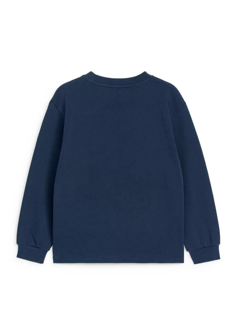Shop ARKET Embroidered Sweatshirt Dark Blue/Lynx