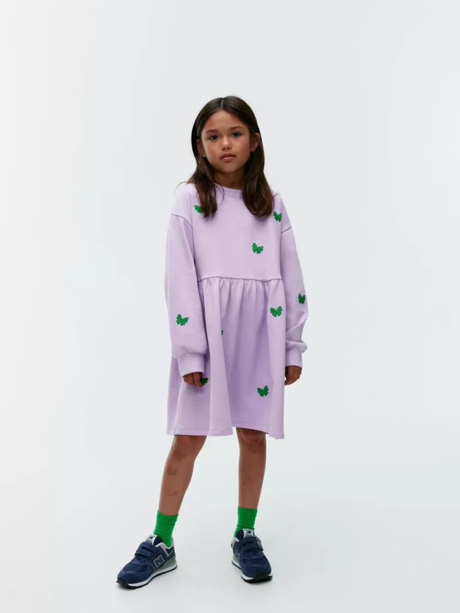 Cheap ARKET Embroidered Sweatshirt Dress Lilac