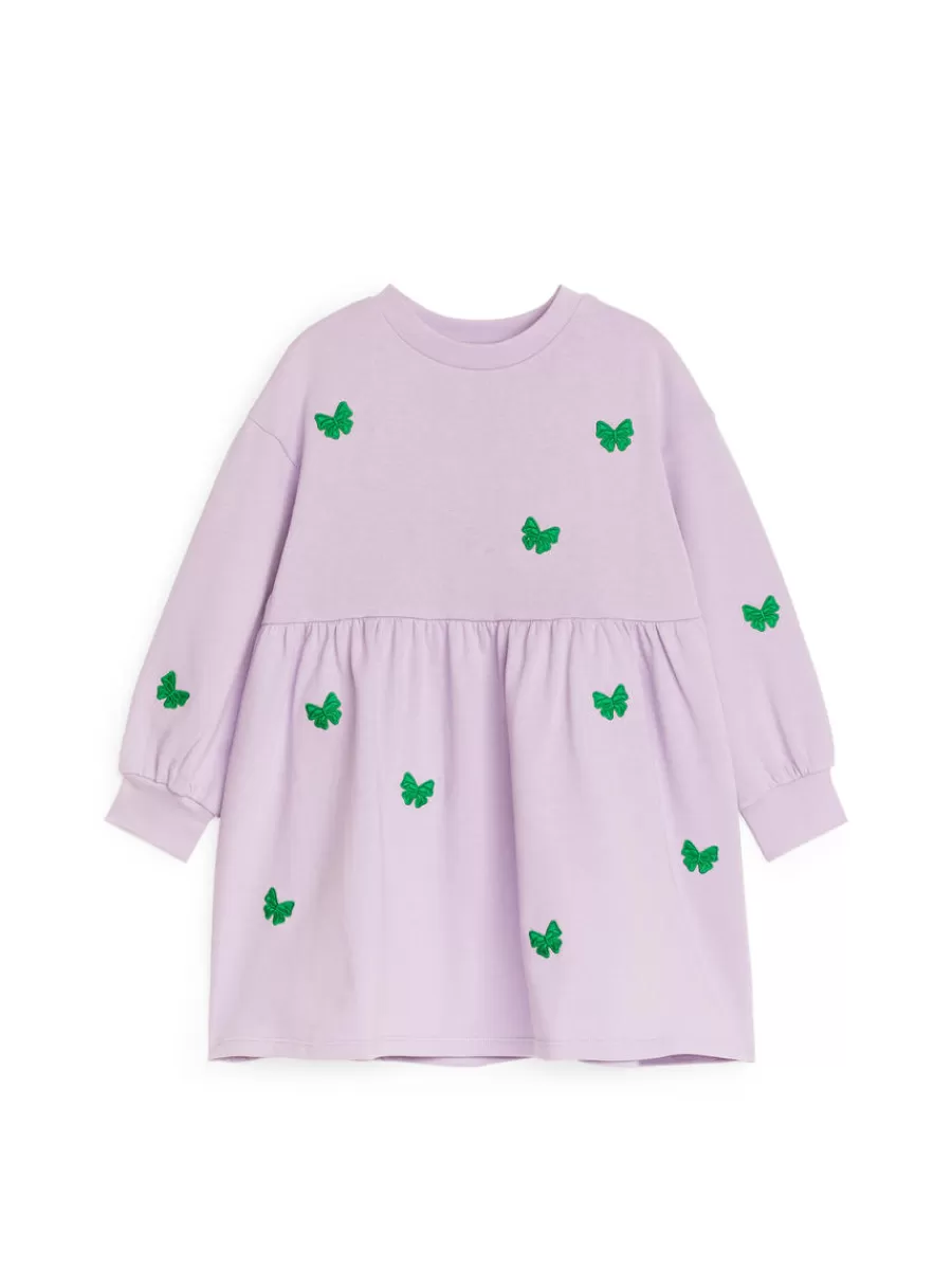 Cheap ARKET Embroidered Sweatshirt Dress Lilac