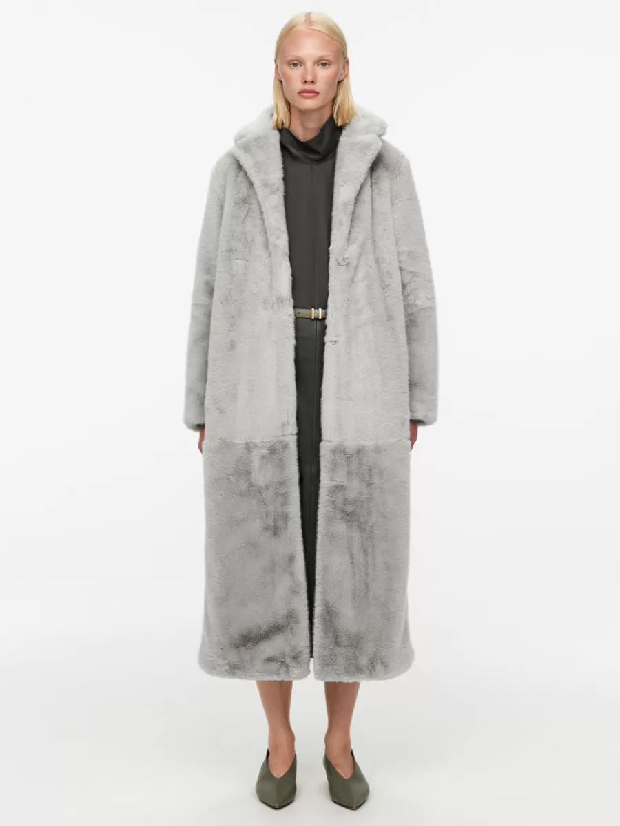 Cheap ARKET Faux Fur Coat Grey