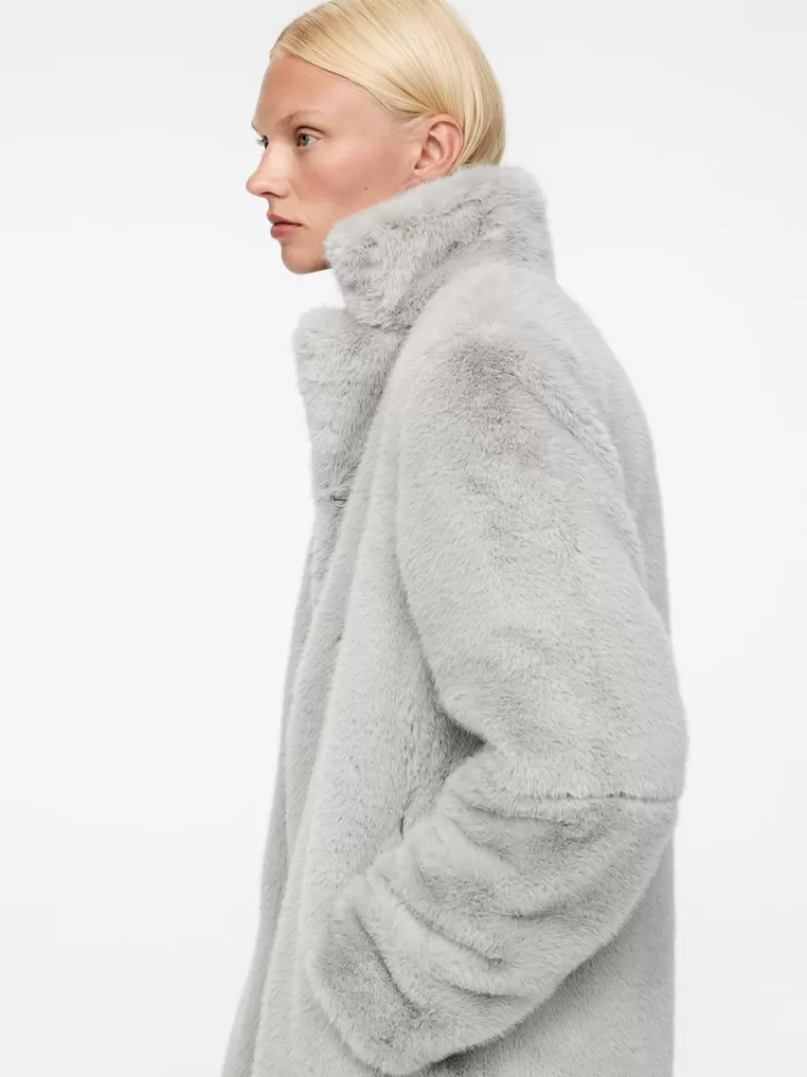 Cheap ARKET Faux Fur Coat Grey