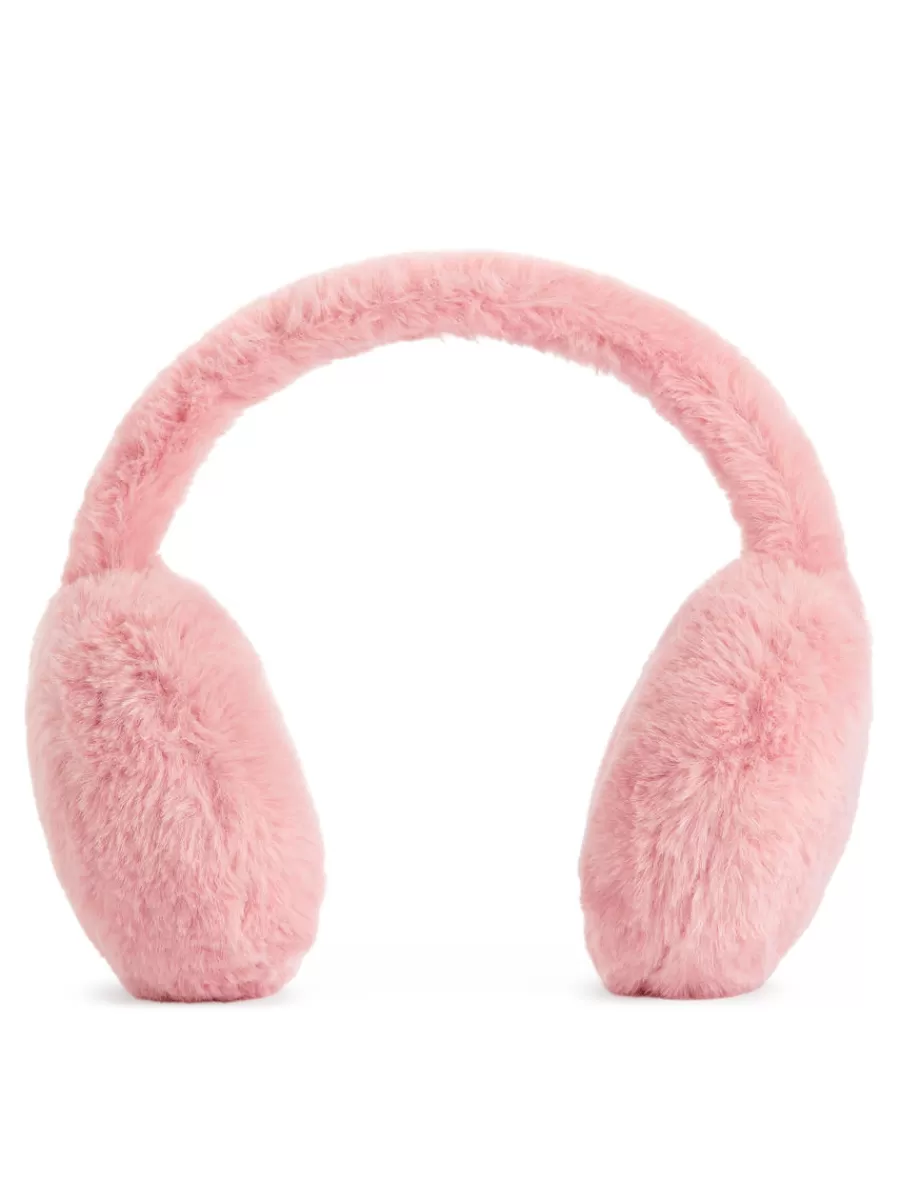 Online ARKET Faux Fur Earmuffs Pink