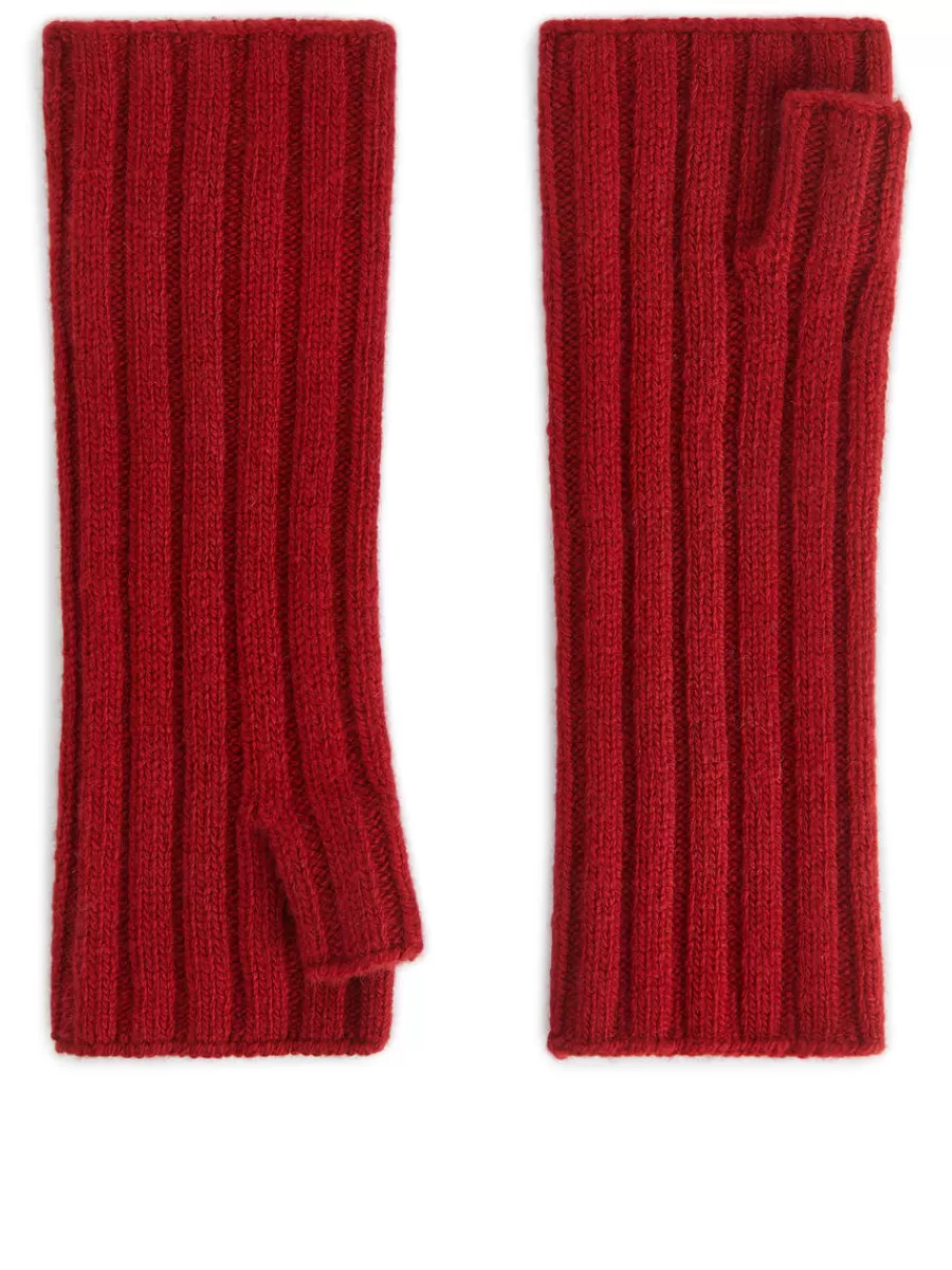 Discount ARKET Fingerless Wool Gloves Dark Red