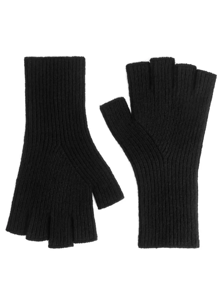 Best Sale ARKET Fingerless Wool Gloves Black
