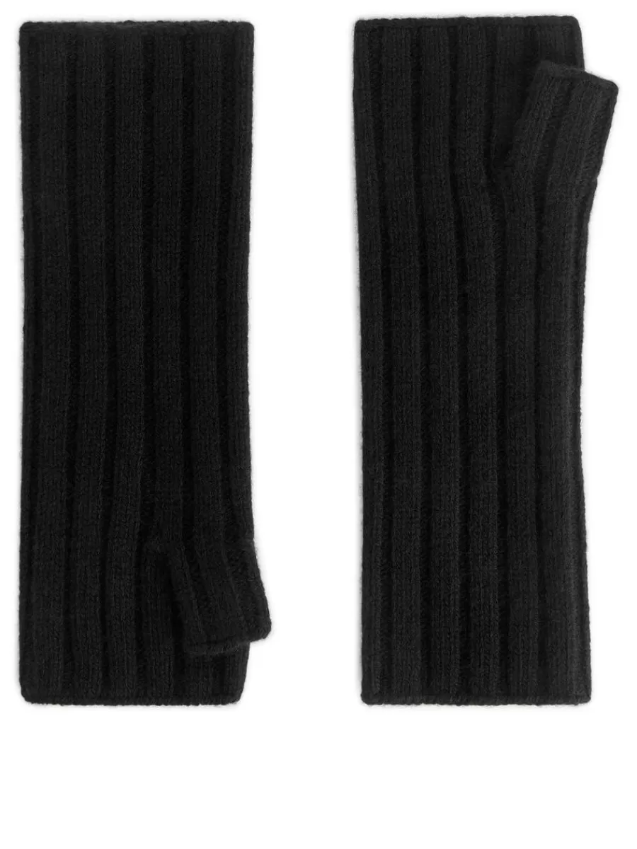 Store ARKET Fingerless Wool Gloves Black