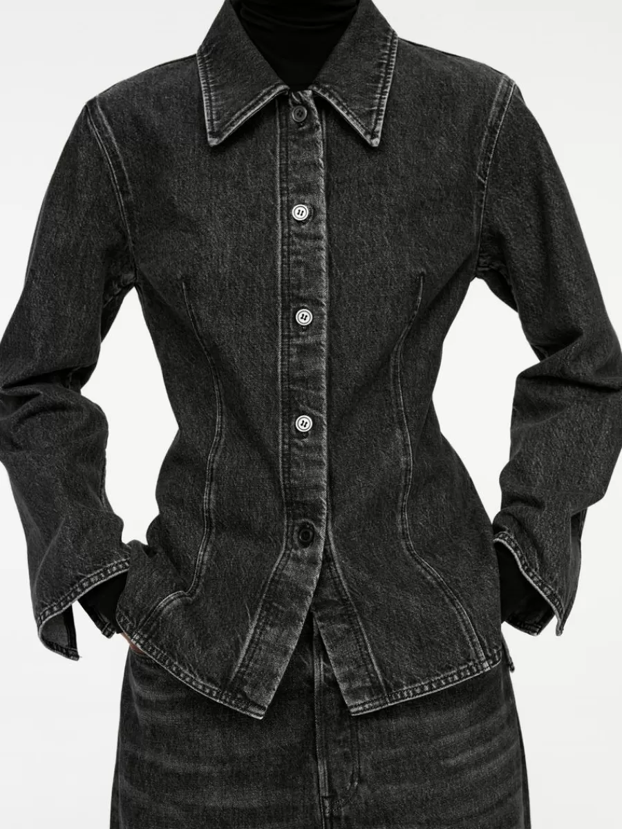 Best Sale ARKET Fitted Denim Shirt Washed Grey