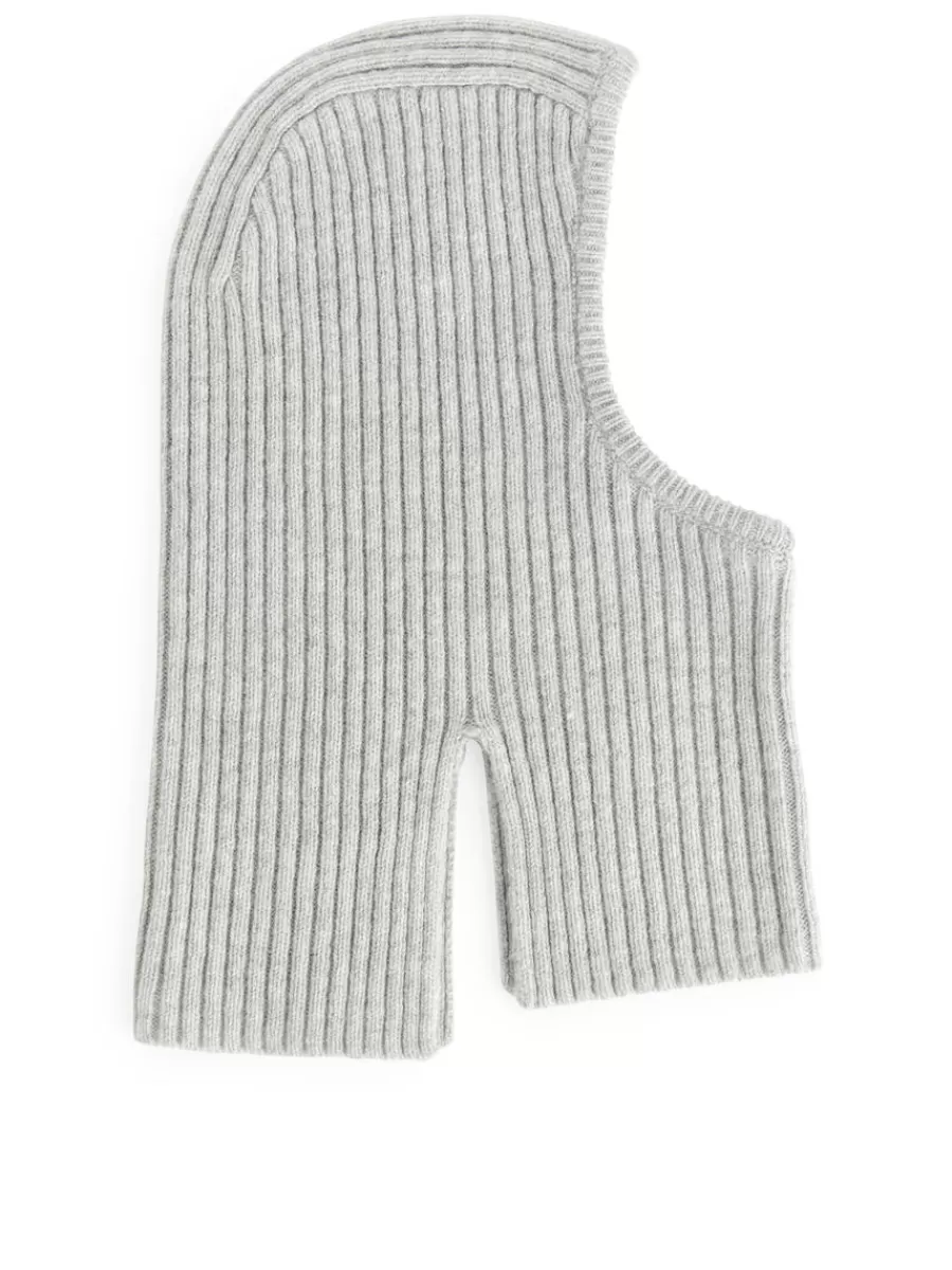Shop ARKET Fitted Wool Hood Grey