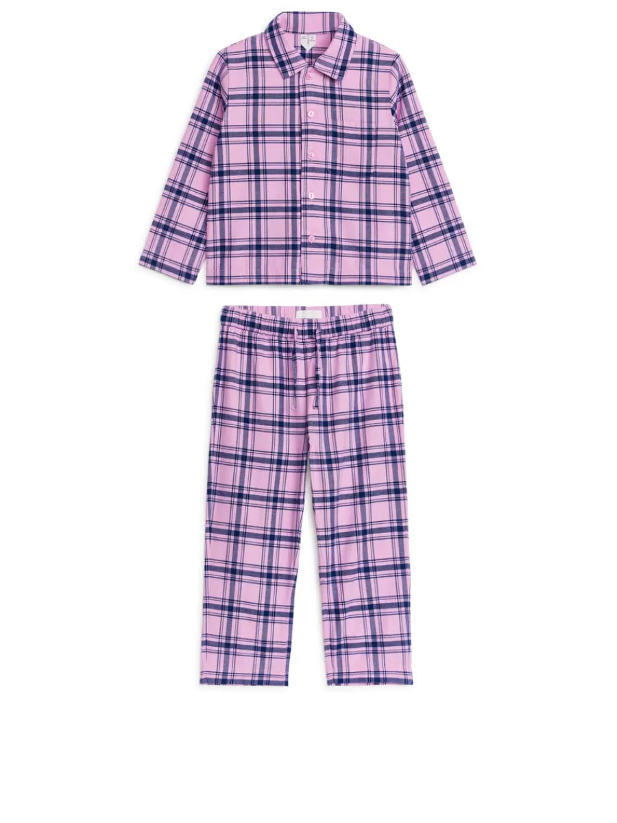 Online ARKET Flannel Pyjama Set Pink/Blue