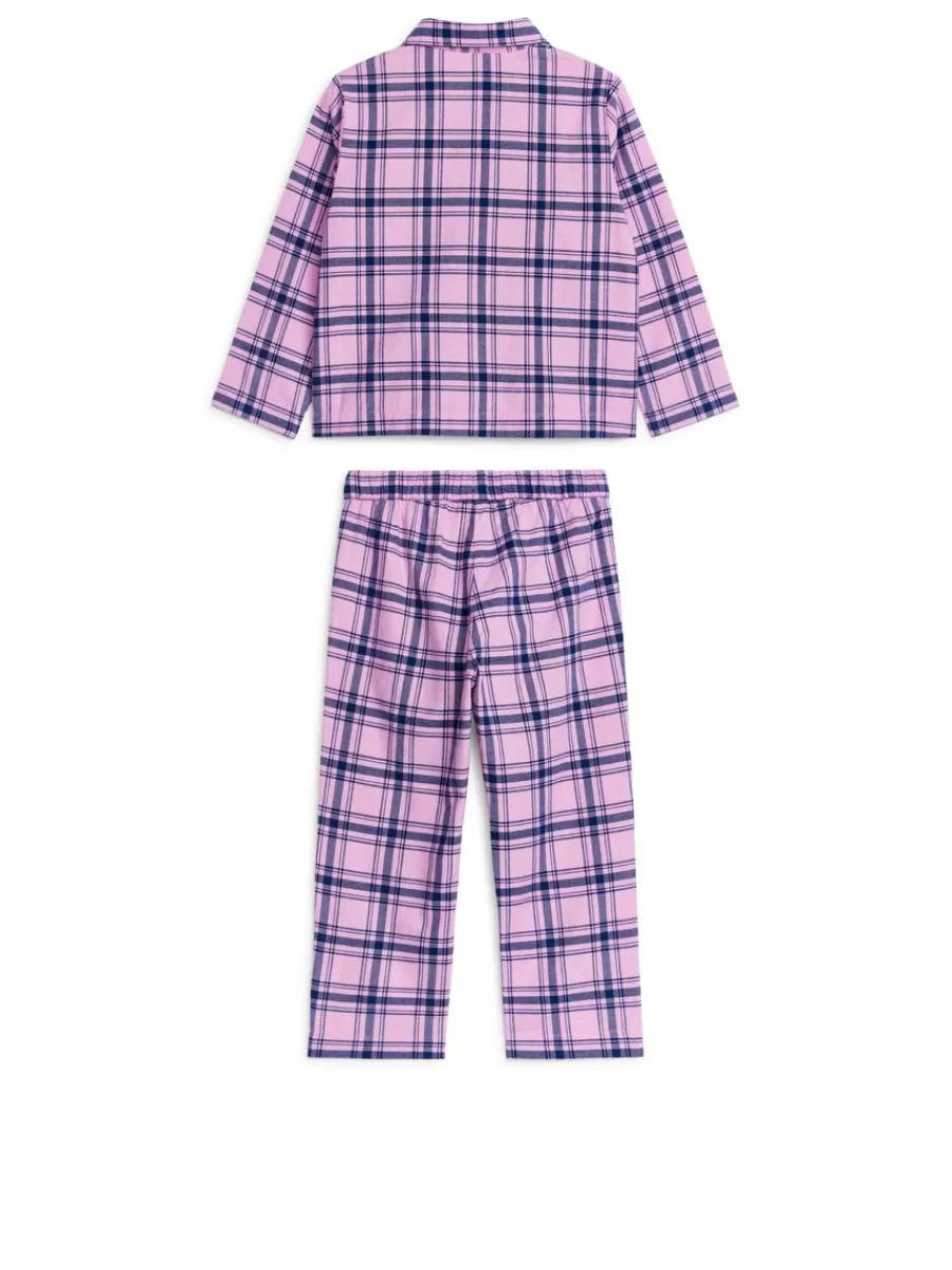 Online ARKET Flannel Pyjama Set Pink/Blue