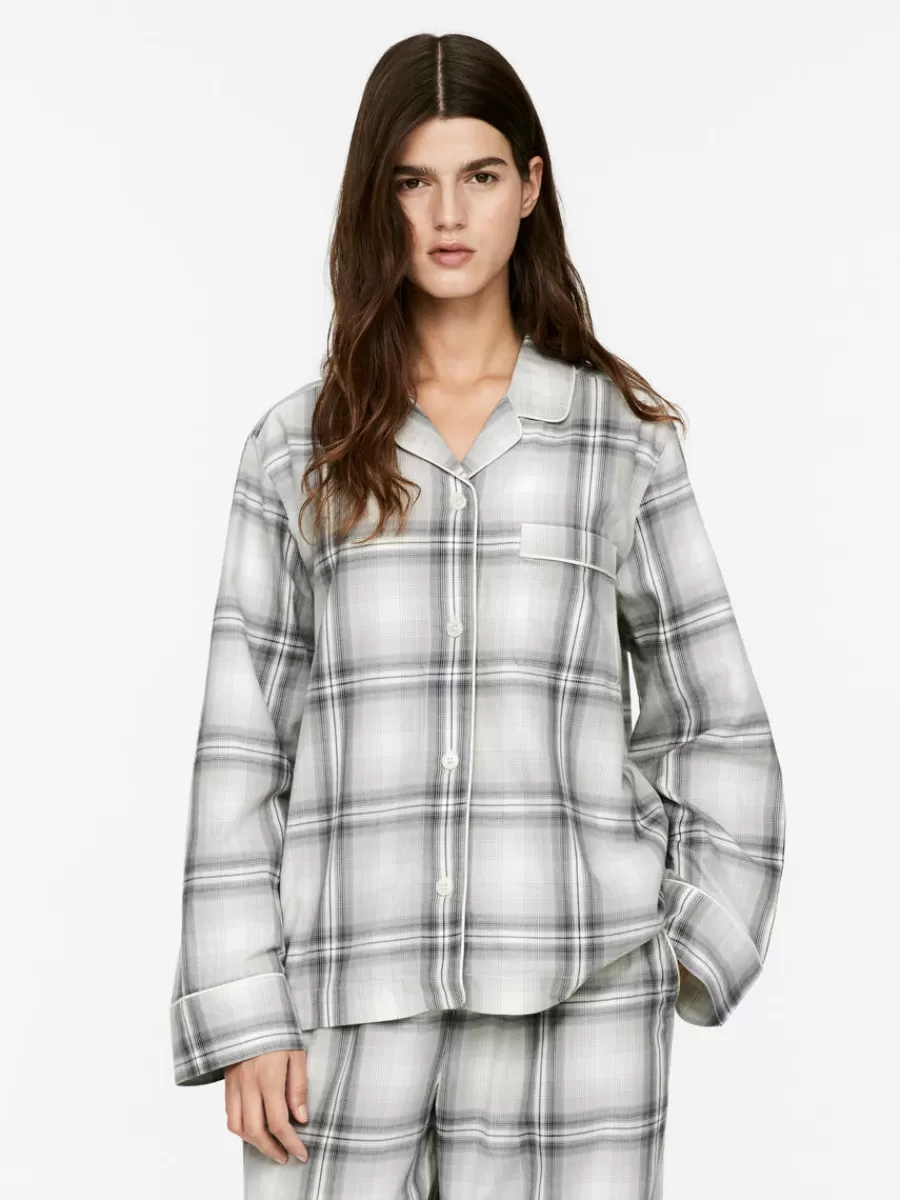 Cheap ARKET Flannel Pyjama Shirt White/Grey