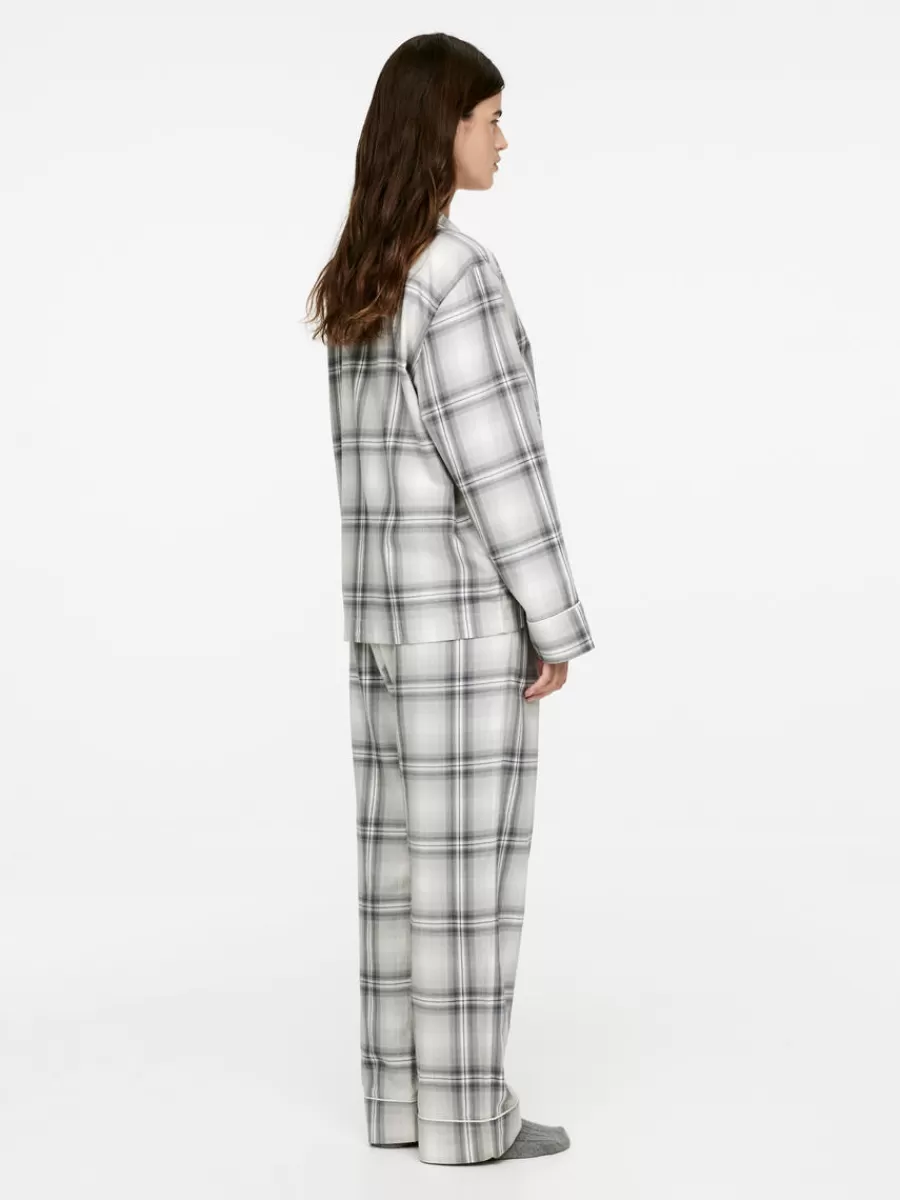 Cheap ARKET Flannel Pyjama Shirt White/Grey
